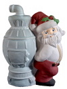 Santa Next To Stove Plaster Statue