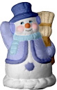 Puffy Snowman with Broom Plaster Statue