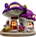 Mushroom House Plaster Lightup Statue