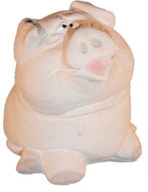 Cross Eyed Pig Plaster Statue